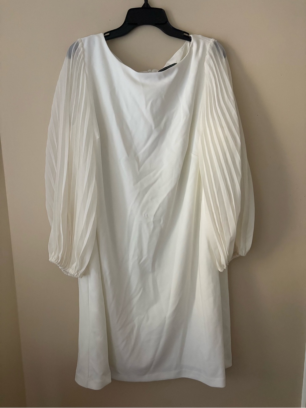 Jessica Howard White Pleated Bishop Sleeve Dress SZ. 16W New With Defect